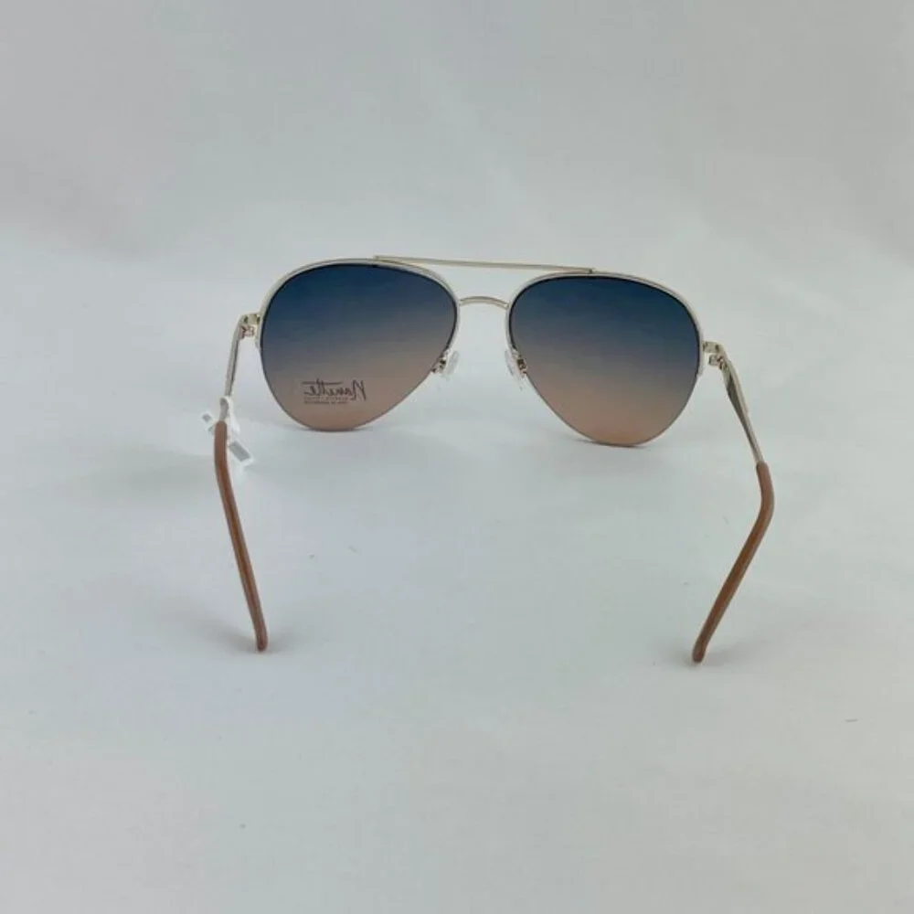 Nanette Aviator Sunglasses Gold & Beige Glitter